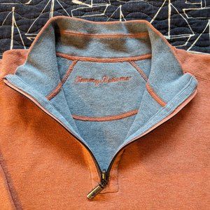 Tommy Bahama Reversible Quarter Zip Pullover Knit Nantucket Red/Light Blue